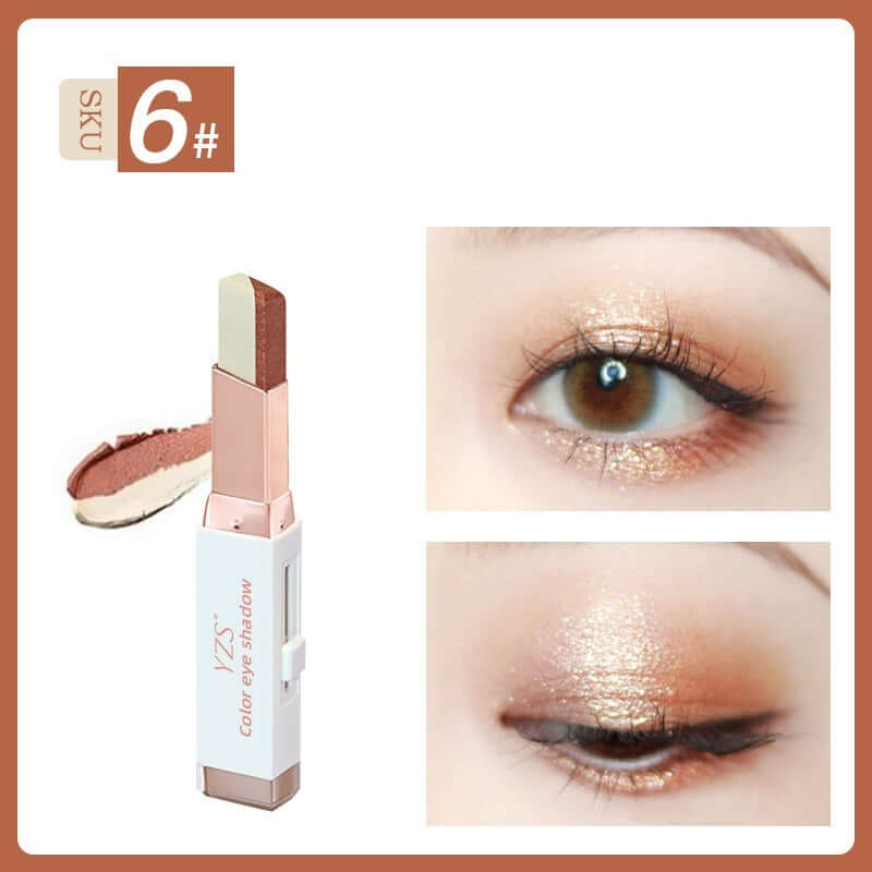 YZS Velvet Gradient Two-color Eyeshadow Stick, Contrast Pearlescent Eyeshadow, Eye Modification Eyeshadow Pen