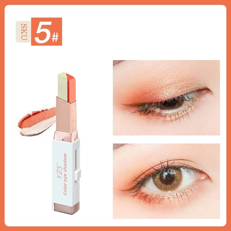 YZS Velvet Gradient Two-color Eyeshadow Stick, Contrast Pearlescent Eyeshadow, Eye Modification Eyeshadow Pen